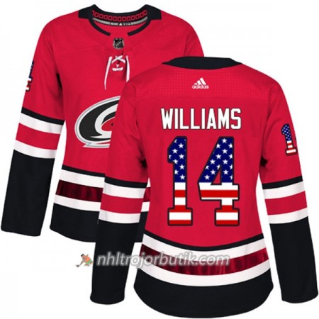 Dame Ishockey Carolina Hurricanes Tröja Justin Williams 14 Adidas 2017-2018 Röd USA Flag Fashion Authentic